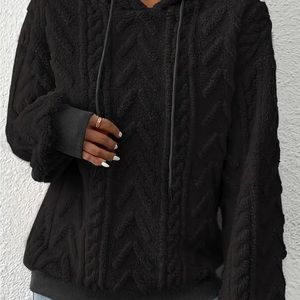 Black Textured Women's Hoodie
